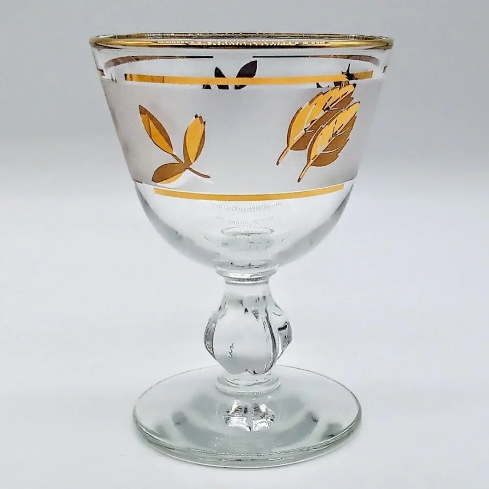 Libbey Golden Foliage Frosted Cocktail Liquor Glasses (6)